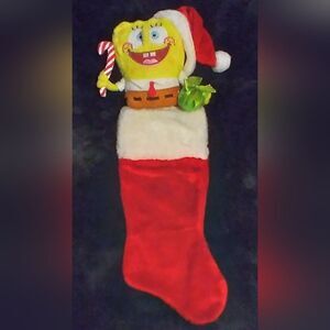 Adorable SpongeBob SquarePants Plush Head Christmas Stocking